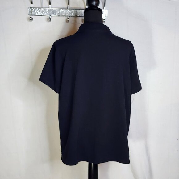 Izod Woman Black Lilac Piping 5 Button Cotton Span SS Henley Polo Top Size 1X - Picture 11 of 16